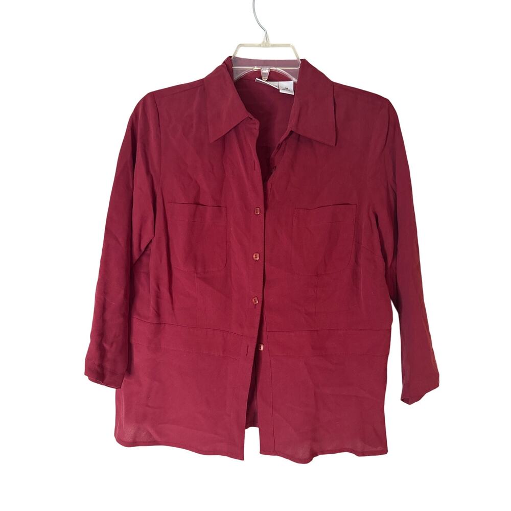 100% Silk Burgundy Blouse